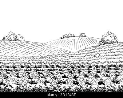 farm fields clipart black and white