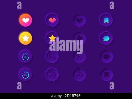 Video player settings UI elements kit Stock Vector