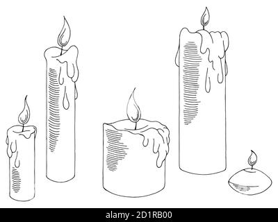 Candle set graphic black white isolated sketch illustration vector Stock Vector