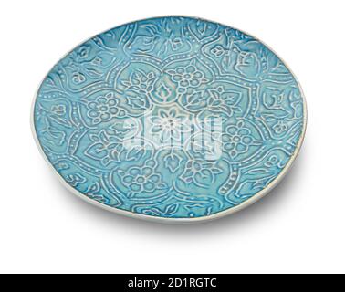empty kitchen plates with clipping path on a white isolated background Stock Photo