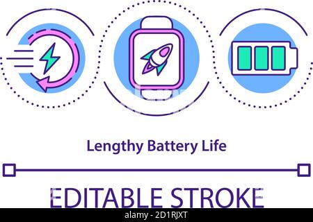 Long battery life icon in flat style. Battery charging process vector ...