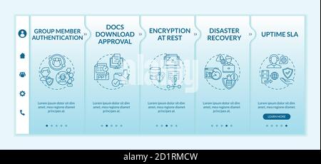 Telecommuting tool security parameters onboarding vector template Stock Vector