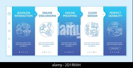 Teleworking app features onboarding vector template Stock Vector