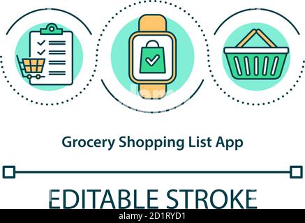 Grocery shopping list app concept icon Stock Vector