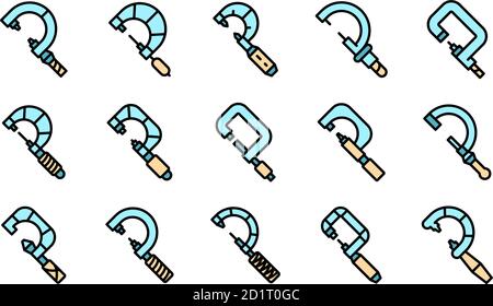 Micrometer icons set vector flat Stock Vector