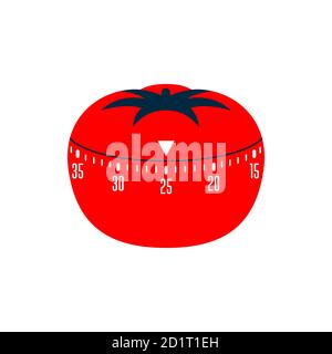 Timer pomodoro. Pomodoro time managment technique - kitchen timer Stock Vector