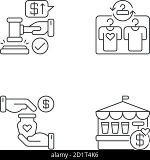 Retail services pixel perfect linear icons set Stock Vector
