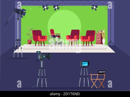 Interview set semi flat vector illustration Stock Vector