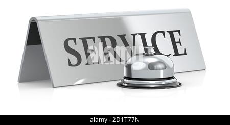 Silver bell with service sign, 3D rendering Stock Photo