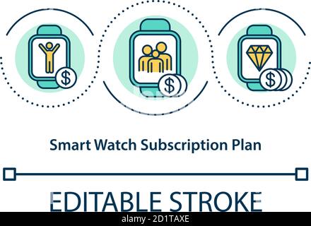 Smart watch subscription plan concept icon Stock Vector