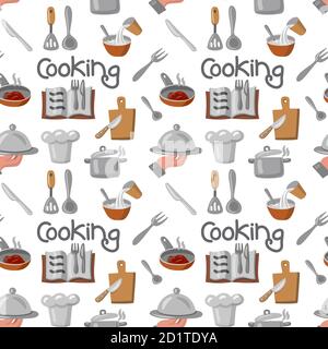 illustration of the cooking and preparation food seamless pattern Stock Vector
