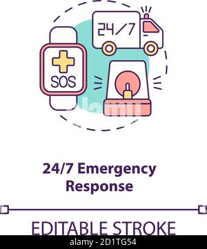 24 7 emergency response concept icon Stock Vector