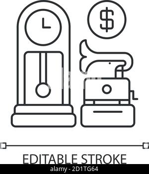 Antique store pixel perfect linear icon Stock Vector