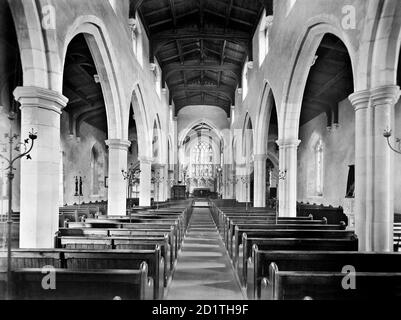 ST MARYS CHURCH, Amersham, Buckinghamshire. The interior of the church, originally dating to the 13th century, looking east down the aisled nave towards the chancel. Photographed by Henry Taunt (active 1860-1922). Stock Photo