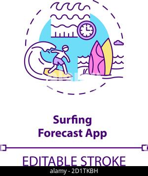 Surfing forecast app concept icon Stock Vector