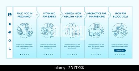 Vitamins and supplements onboarding vector template Stock Vector
