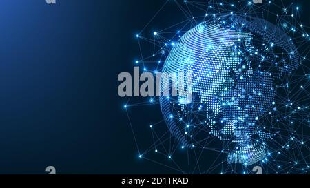Global network connection. World map point and line composition concept of global business. Internet technology. Social network. Vector Illustration Stock Vector