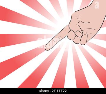 Pointing gesture in pop art style. Dismissal from work. Cartoon human hand. Vector element for articles, banners and your design Stock Vector