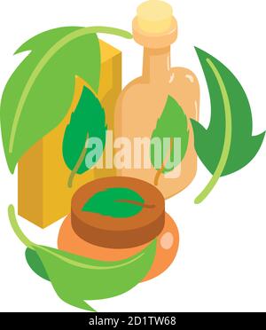 Organic cosmetics icon, isometric style Stock Vector