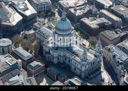 St Paul's Cathedral, London, 2018, UK. Aerial view. Stock Photo