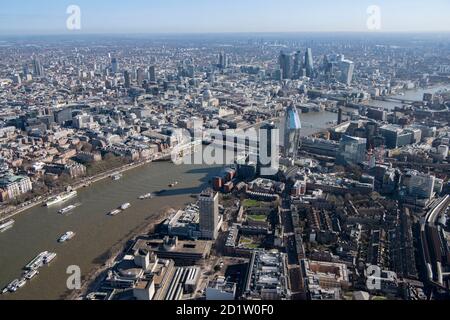 View over the City of London from the South Bank, London, 2018, UK. Aerial view. Stock Photo