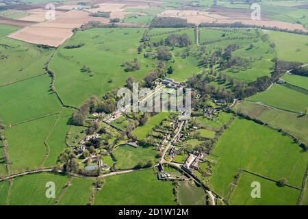 Dyrham Park Country House and Grounds, Deer Park, Dyrham Village, South Gloucestershire, 2018, UK. Aerial view. Stock Photo