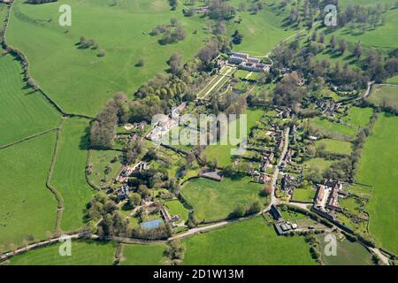 Dyrham Park Country House and Grounds, Deer Park, Dyrham Village, South Gloucestershire, 2018, UK. Aerial view. Stock Photo