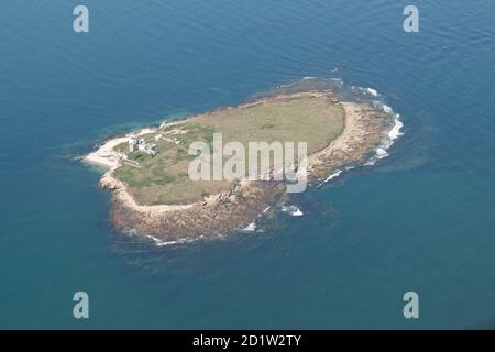 Coquet Island, near Amble, Northumberland, 2014. Aerial view. Stock Photo