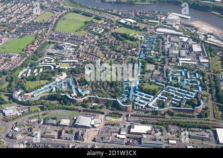 The Byker Wall housing estate, Newcastle-upon-Tyne, 2015. Aerial view.