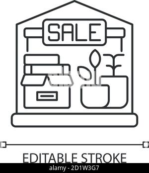Garage sale pixel perfect linear icon Stock Vector