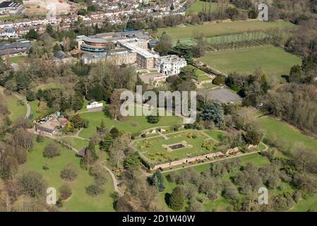 The North London Collegiate School and surrounding park and gardens at Canons Park, Harrow, London, 2018. Aerial view. Stock Photo