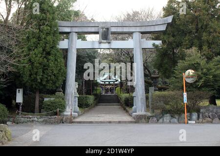 Entrance torii gate of Honoohonome Jinja Shrine in Beppu. Taken in ...