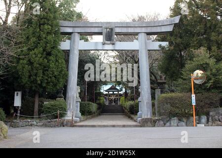 Entrance torii gate of Honoohonome Jinja Shrine in Beppu. Taken in ...