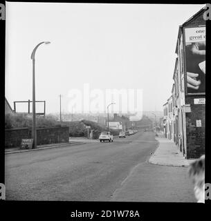 Looking north along Scotia Road with the entrance to Wain Street visible to the extreme right, Scotia Road, Burslem, Stoke-on-Trent, Staffordshire, UK. Stock Photo