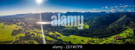 Tegernsee lake in the Bavarian Alps. Aerial Panorama. Autumn. Germany Stock Photo