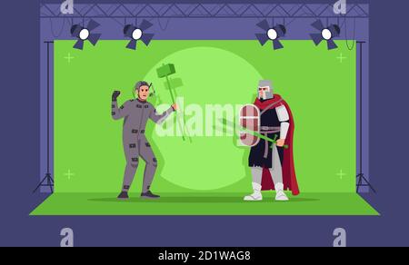 Movement recognition technology semi flat vector illustration Stock Vector