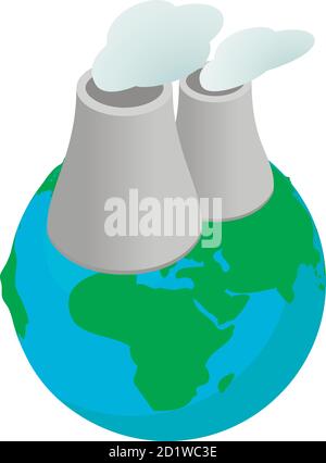 Thermal pollution icon, isometric style Stock Vector