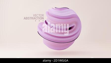Abstract, three-dimensional shape in pastel colors isolated on a light background. Vector 3d illustration. Stock Vector