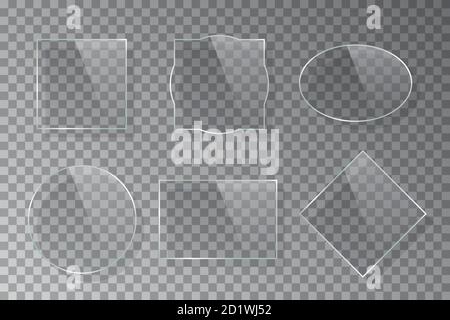 Glass frame set isolated on transparent background Stock Vector