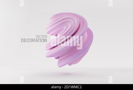 Abstract, three-dimensional shape in pastel colors isolated on a gray background. Vector 3d illustration. Stock Vector