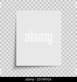 Realistic white sheet of paper isolated on a transparent background. Element for your design or notes. Vector illustration. EPS 10 Stock Vector