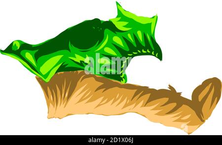 dragon head with roses and flower vetor illustration Stock Vector