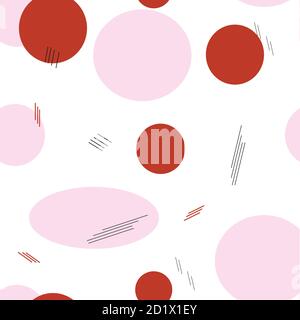 Abstract geometric seamless pattern with red and pink circles Stock Vector