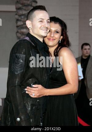 Chester Bennington of Linkin Park and wife Talinda Bentley arriving at