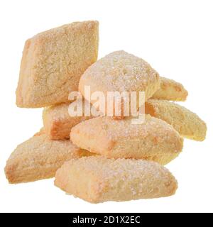 Homemade shortbread cookies isolated on white background. Stock Photo