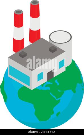 Polluting industry icon, isometric style Stock Vector