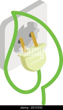 Green energy icon, isometric style Stock Vector