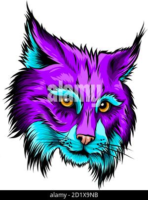 Eurasian lynx isolated vector illustration. Vector hand drawn wild animal sketch icon. Stock Vector