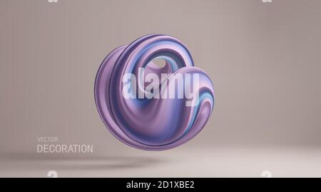 Abstract, Volumetric Three-dimensional Shape Isolated on a beige background. Modern Concept Vector 3d Illustration. Stock Vector