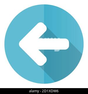 Left arrow vector icon, back flat design blue round web button isolated on white background Stock Vector